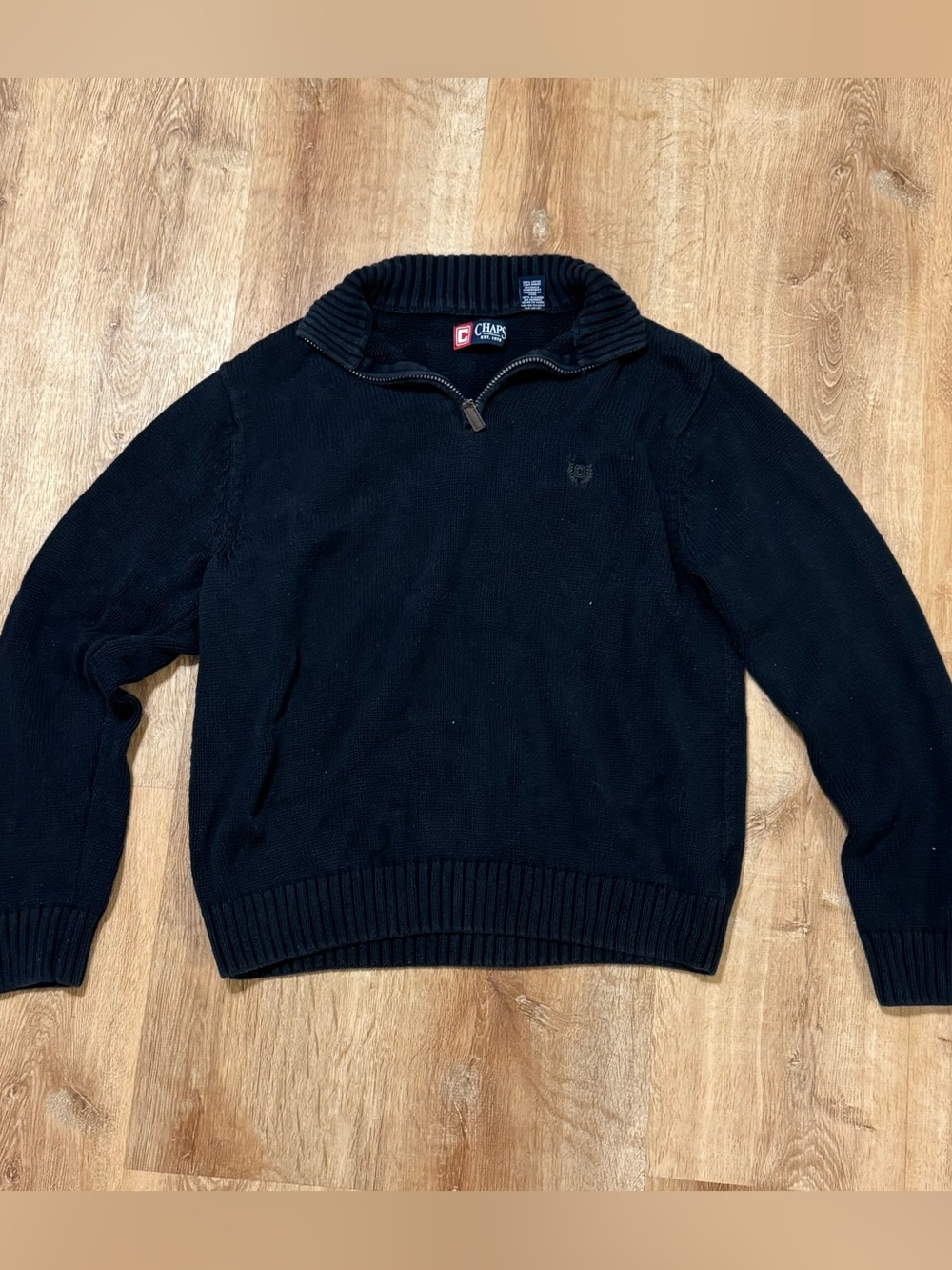 Vintage Chaps Black 1/4 Zip Knit Cotton Sweater XL
